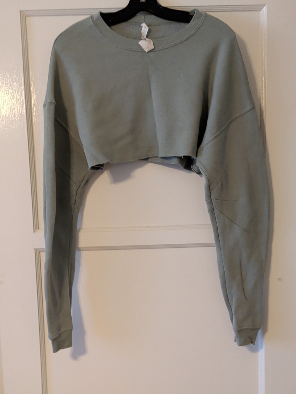 ALO Yoga Sage Green Cropped Crewneck Sweatshirt Size Small